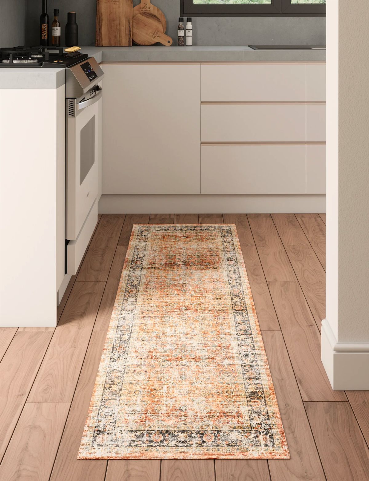 Runner Rug, Kitchen Rug, Terracotta Runner Rug, Moroccan Tiles Rug